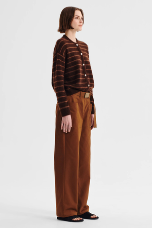 ALBI KNIT CARDIGAN TOFFEE STRIPE