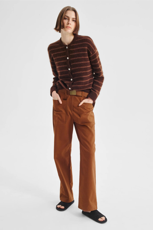 ALBI KNIT CARDIGAN TOFFEE STRIPE