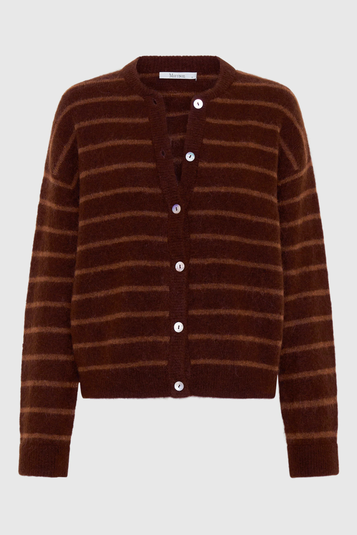 ALBI KNIT CARDIGAN TOFFEE STRIPE