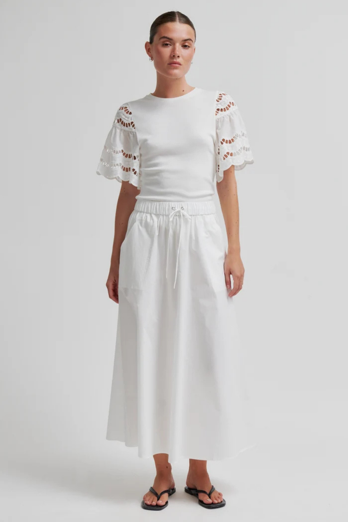 ALISA DRAWSTRING SKIRT WHITE