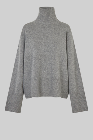 ALPHA WOOL HIGH NECK KNIT CHARCOAL GREY