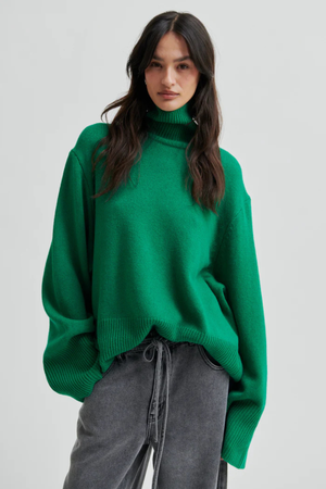 ALPHA WOOL HIGH NECK KNIT LUSH MEADOW
