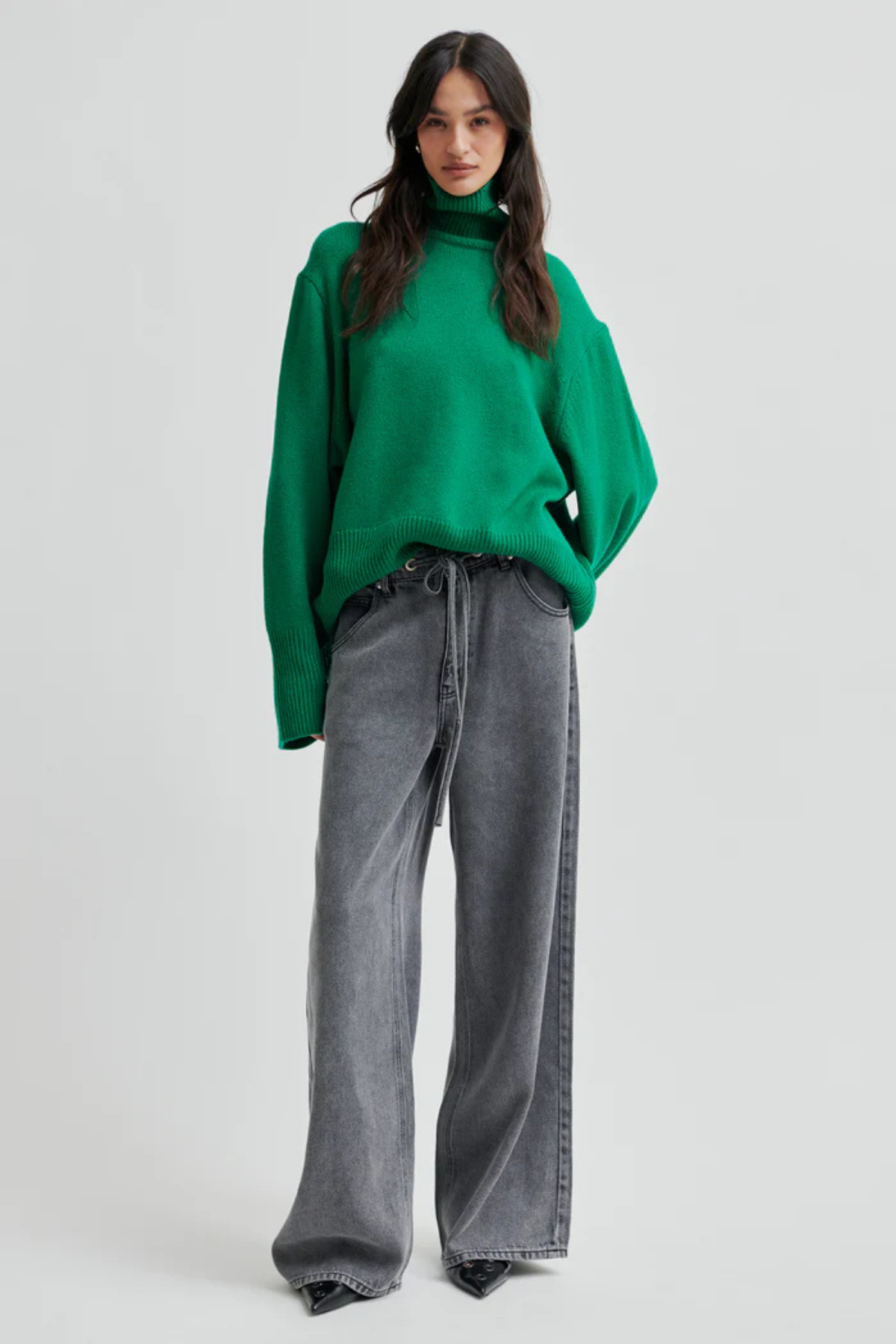 ALPHA WOOL HIGH NECK KNIT LUSH MEADOW