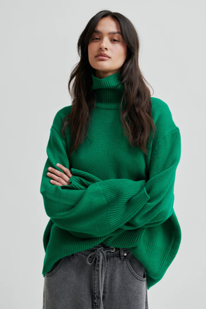 ALPHA WOOL HIGH NECK KNIT LUSH MEADOW