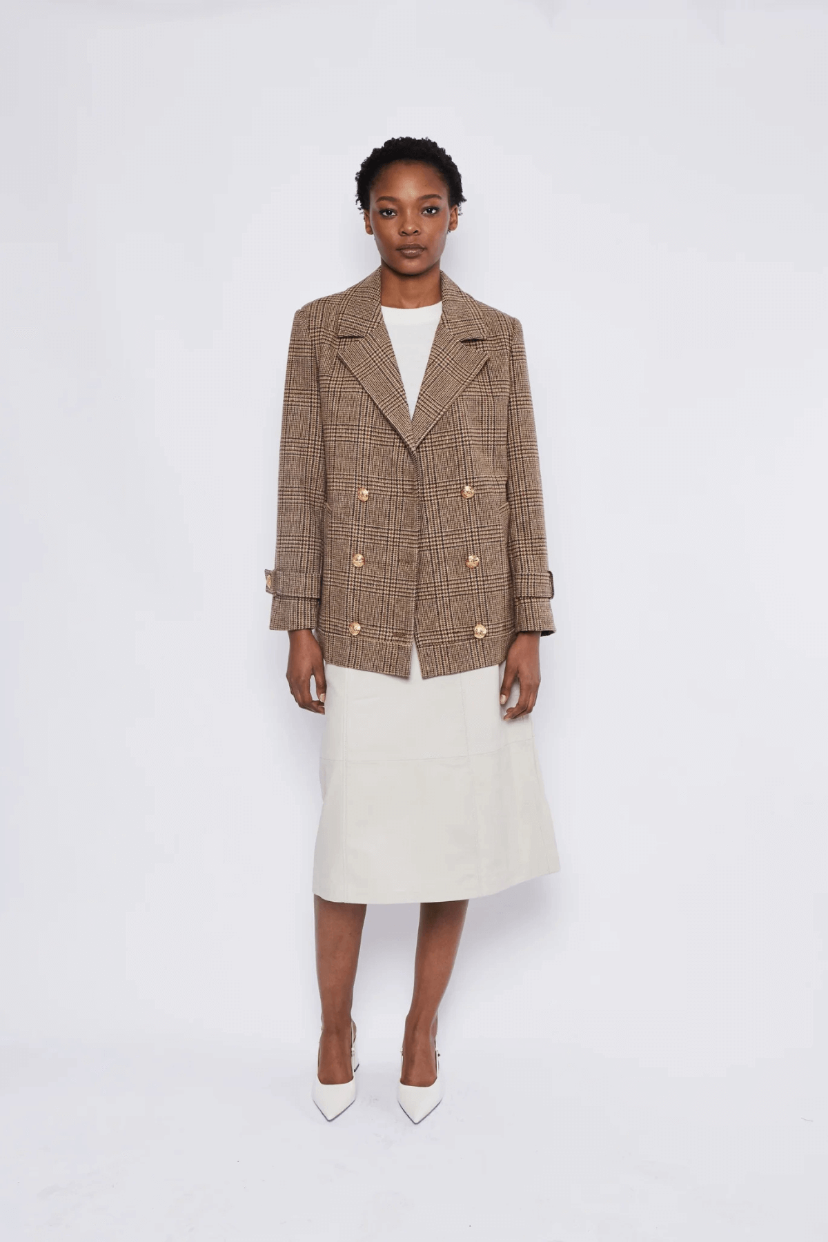 ANNIE BLAZER TARTAN TAN