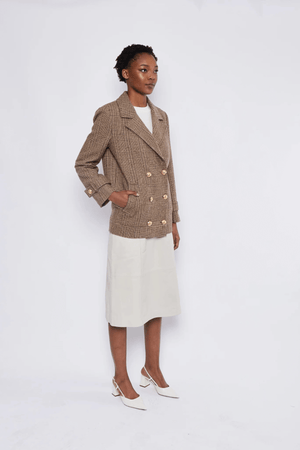 ANNIE BLAZER TARTAN TAN