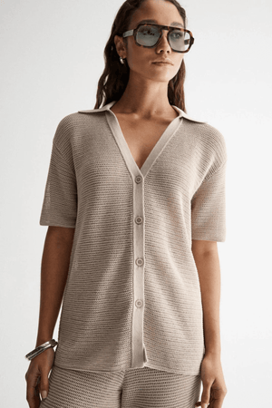 ASPEN CROCHET SHIRT TAUPE