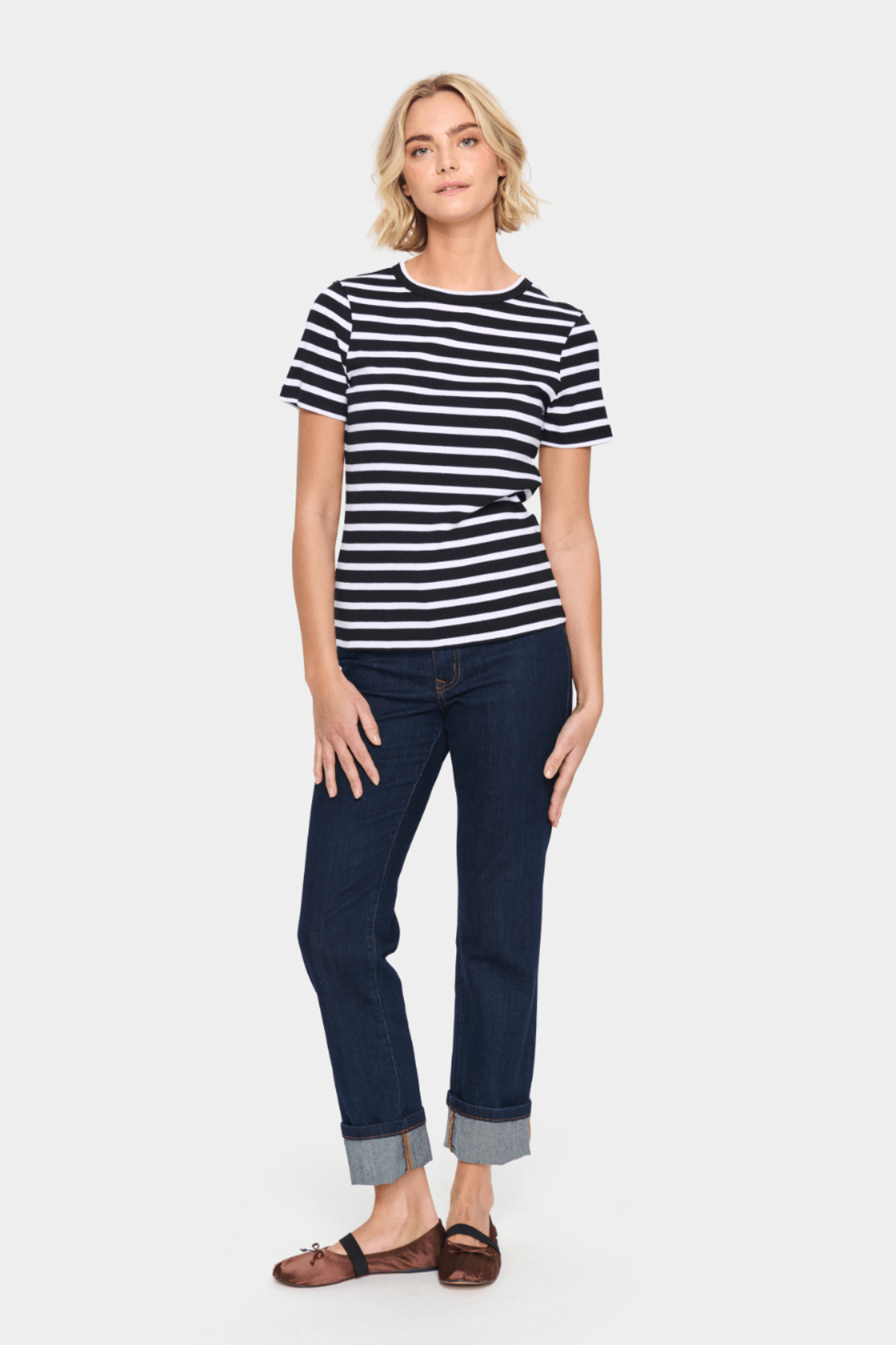 ASTER SS T-SHIRT BLACK WHITE STRIPE