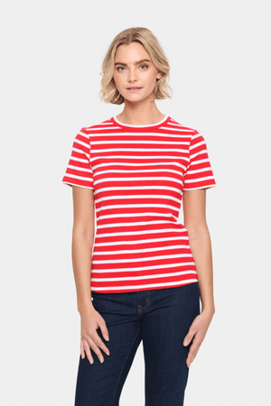 ASTER SS T-SHIRT FLAME WHITE STRIPE