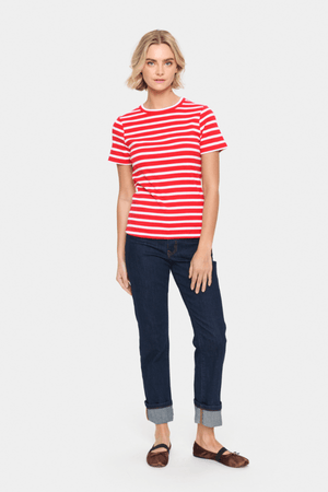 ASTER SS T-SHIRT FLAME WHITE STRIPE