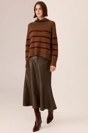 ASTOR STRIPE KNIT TOFFEE/WINE