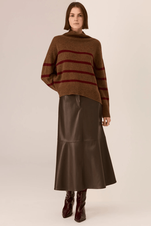 ASTOR STRIPE KNIT TOFFEE/WINE