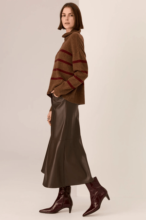 ASTOR STRIPE KNIT TOFFEE/WINE