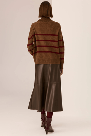 ASTOR STRIPE KNIT TOFFEE/WINE