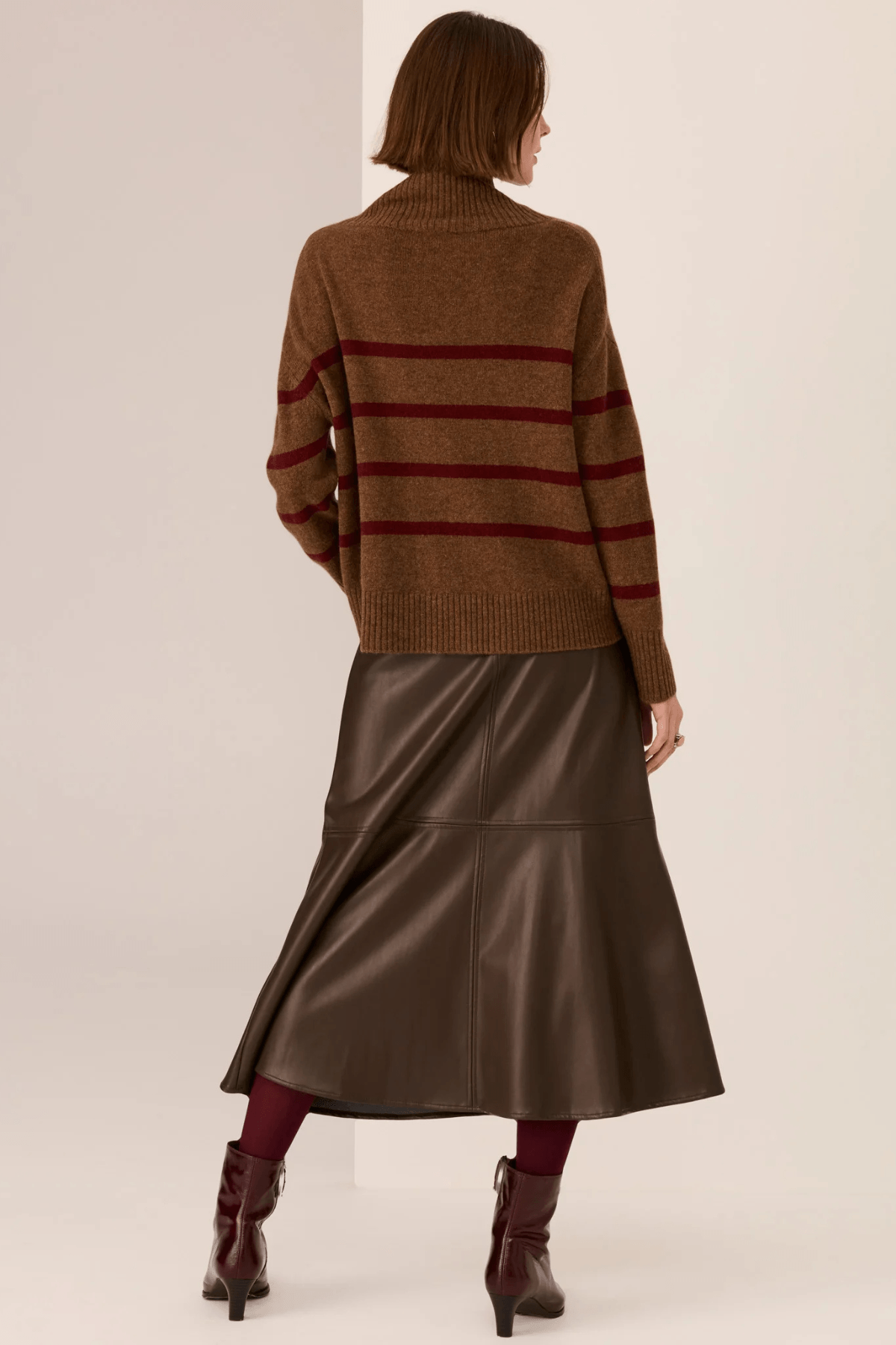 ASTOR STRIPE KNIT TOFFEE/WINE