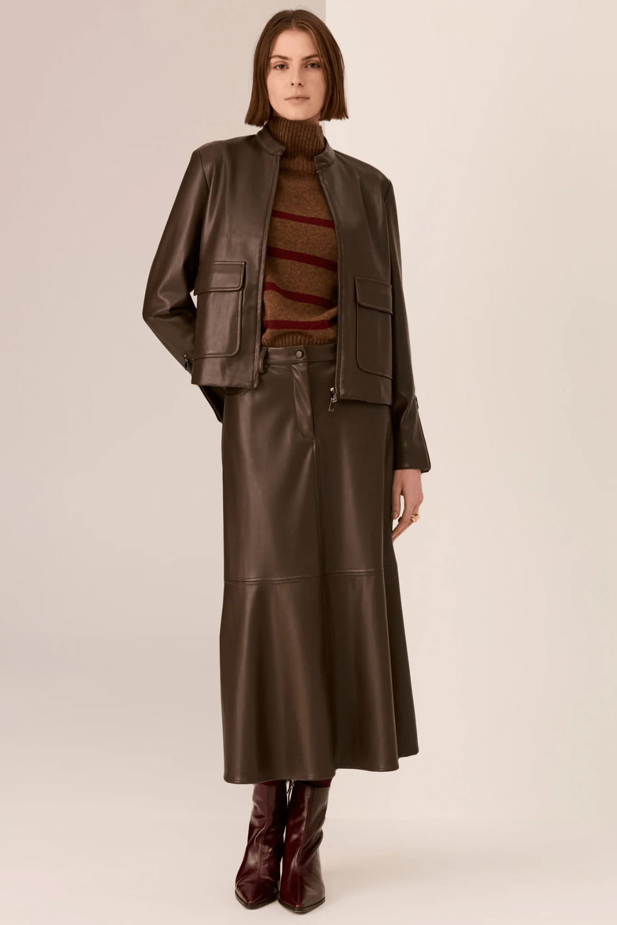 ASTOR STRIPE KNIT TOFFEE/WINE