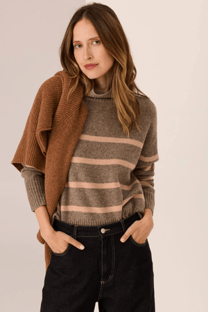 ASTOR STRIPE KNIT CEDAR/BLUSH