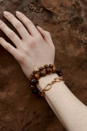 AURORA BRACELET TIGERS EYE/GOLD