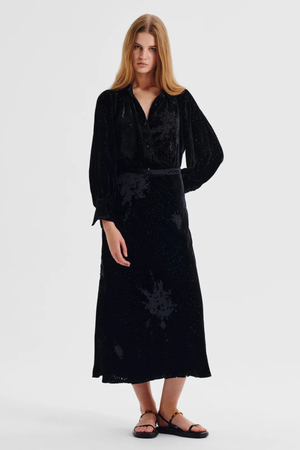 AURORA VELVET BLOUSE BLACK