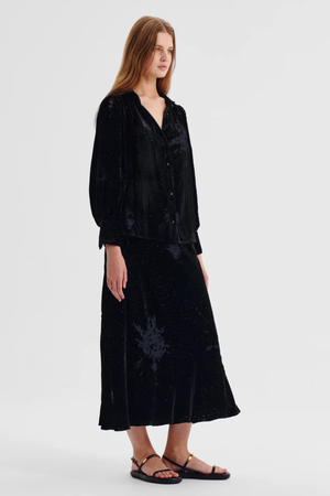 AURORA VELVET BLOUSE BLACK