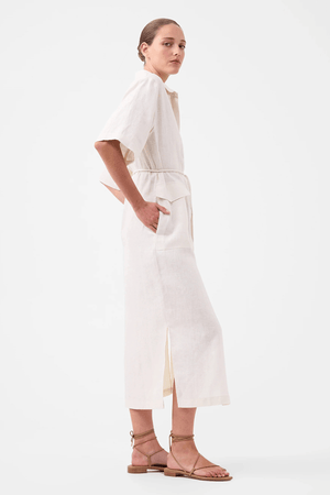 AVALINE LINEN SHIRT DRESS ECRU