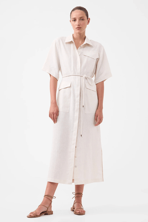 AVALINE LINEN SHIRT DRESS ECRU