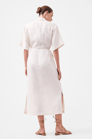AVALINE LINEN SHIRT DRESS ECRU