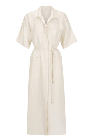 AVALINE LINEN SHIRT DRESS ECRU