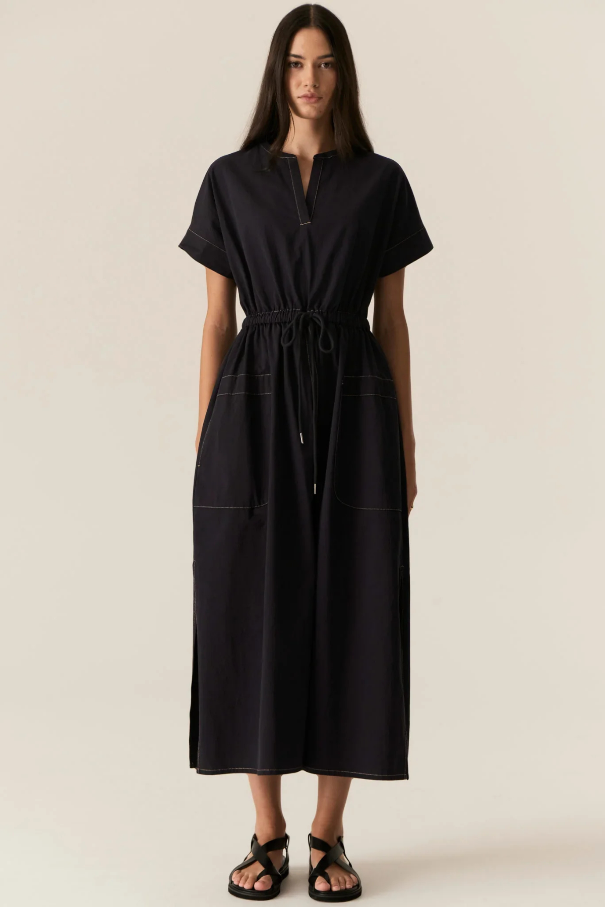AVRID DRAWCORD DRESS INK
