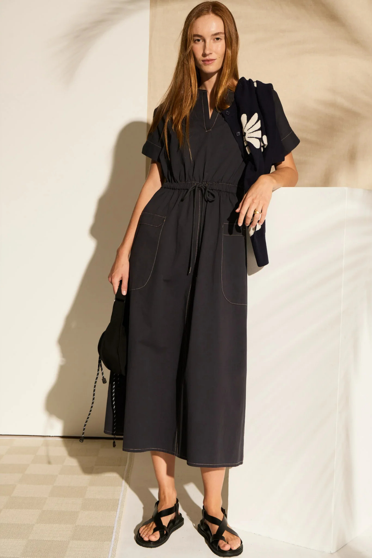 AVRID DRAWCORD DRESS INK