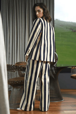 BACK TO TRACK TROUSER NAVY STRIPE
