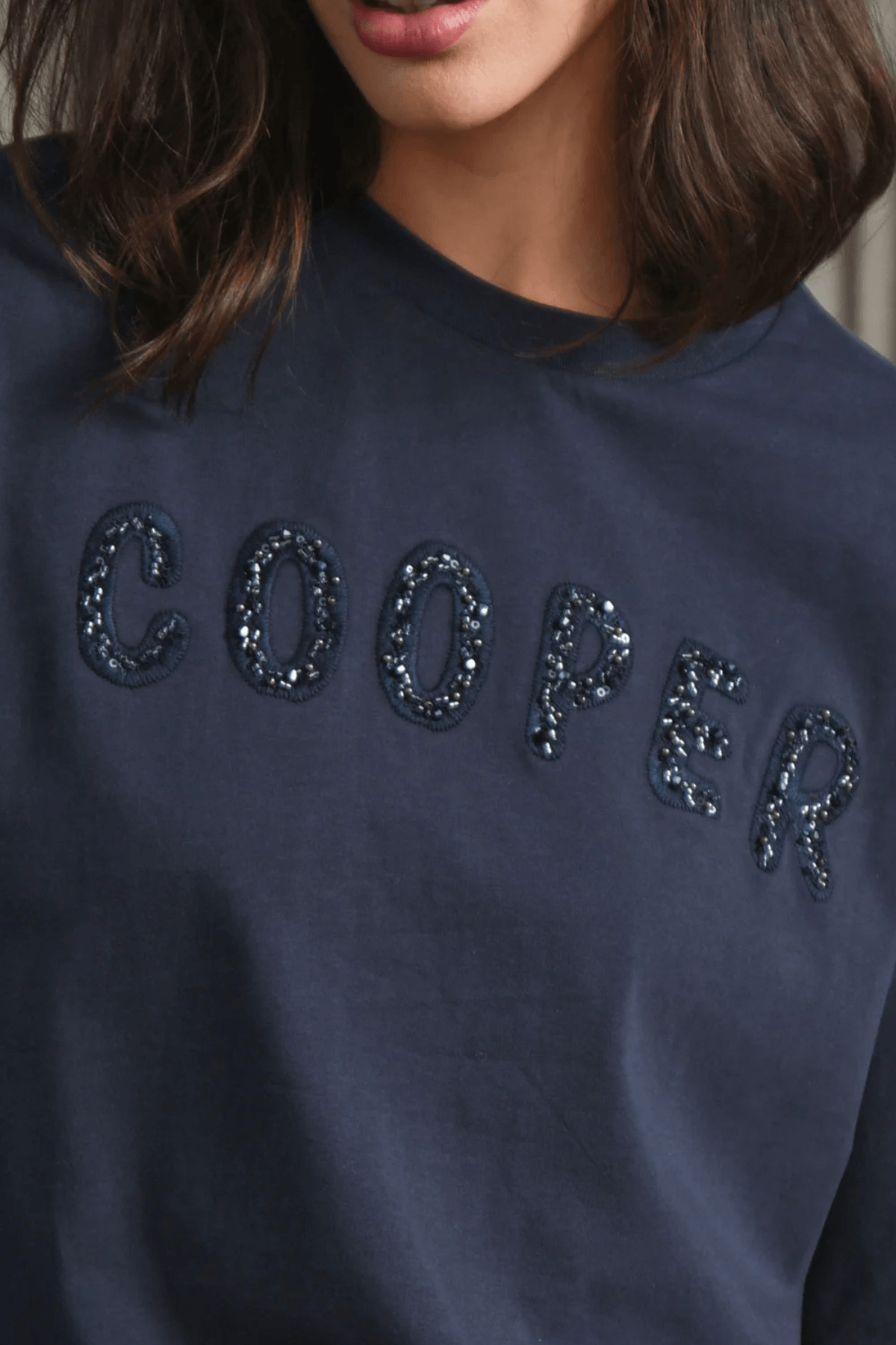 BEADING LADY T-SHIRT NAVY