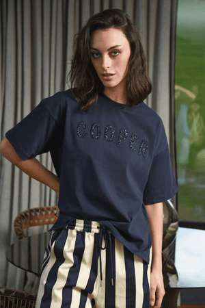 BEADING LADY T-SHIRT NAVY