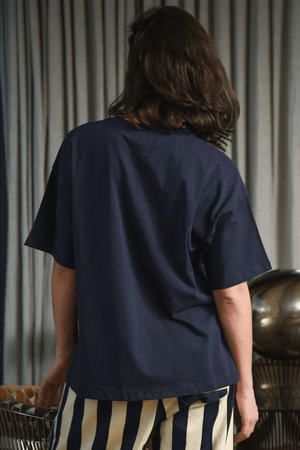 BEADING LADY T-SHIRT NAVY