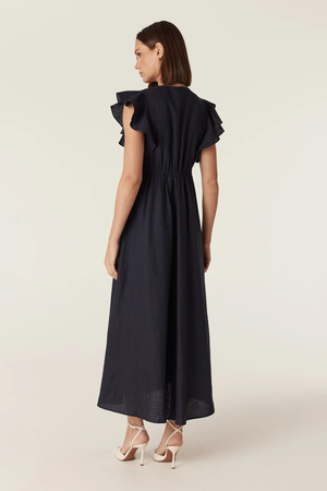BELLEVUE LINEN DRESS NAVY