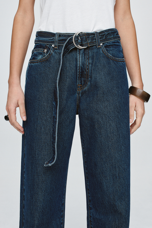 BELTED WIDE LEG JEAN CLASSIC BLUE