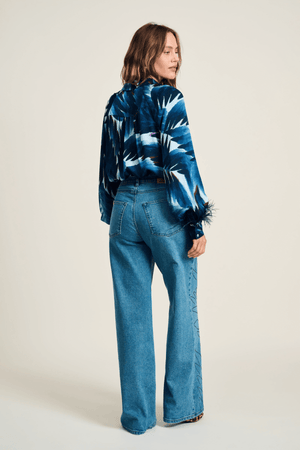 BLOUSE FEATHERS BLUE