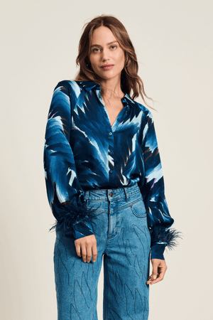 BLOUSE FEATHERS BLUE