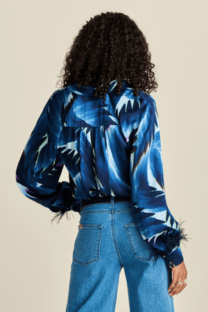 BLOUSE FEATHERS BLUE