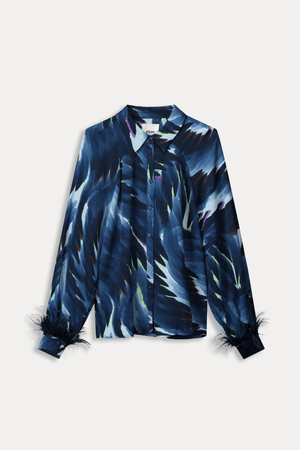BLOUSE FEATHERS BLUE