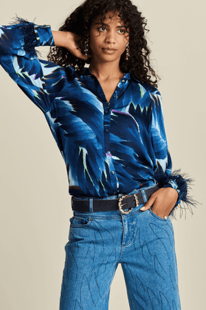 BLOUSE FEATHERS BLUE