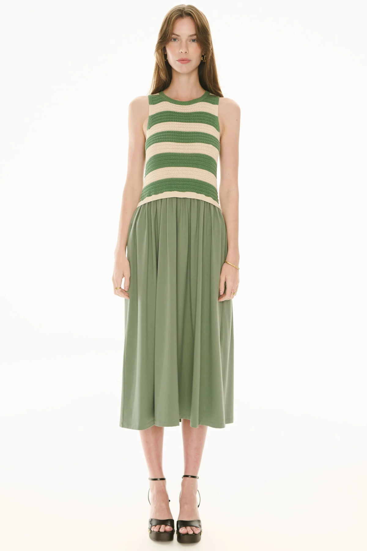 BONDE DRESS KNIT GREEN/IVORY