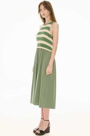 BONDE DRESS KNIT GREEN/IVORY