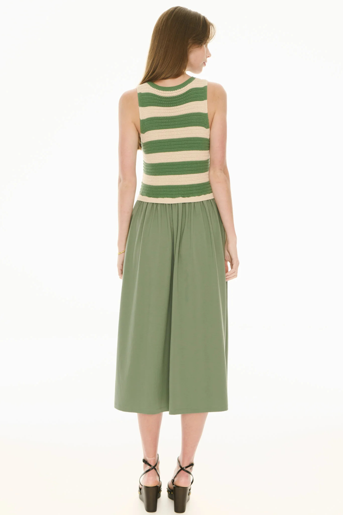 BONDE DRESS KNIT GREEN/IVORY