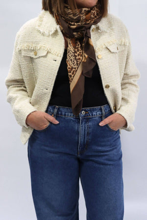 BOUCLE TWEED TRUCKER JACKET SOFT ICE