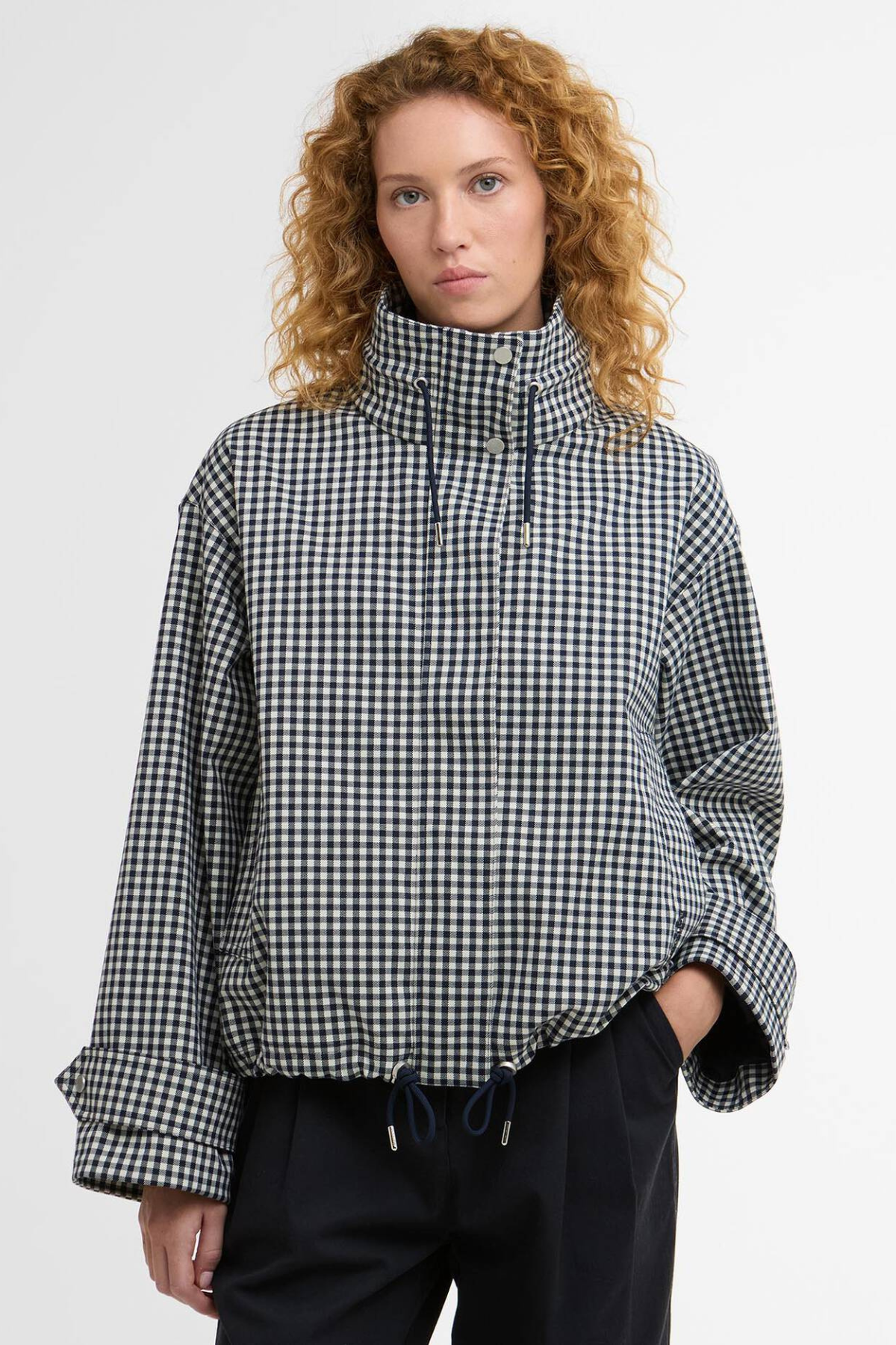 BRONWYN CHECK SHOWERPROOF JACKET NAVY GINGHAM