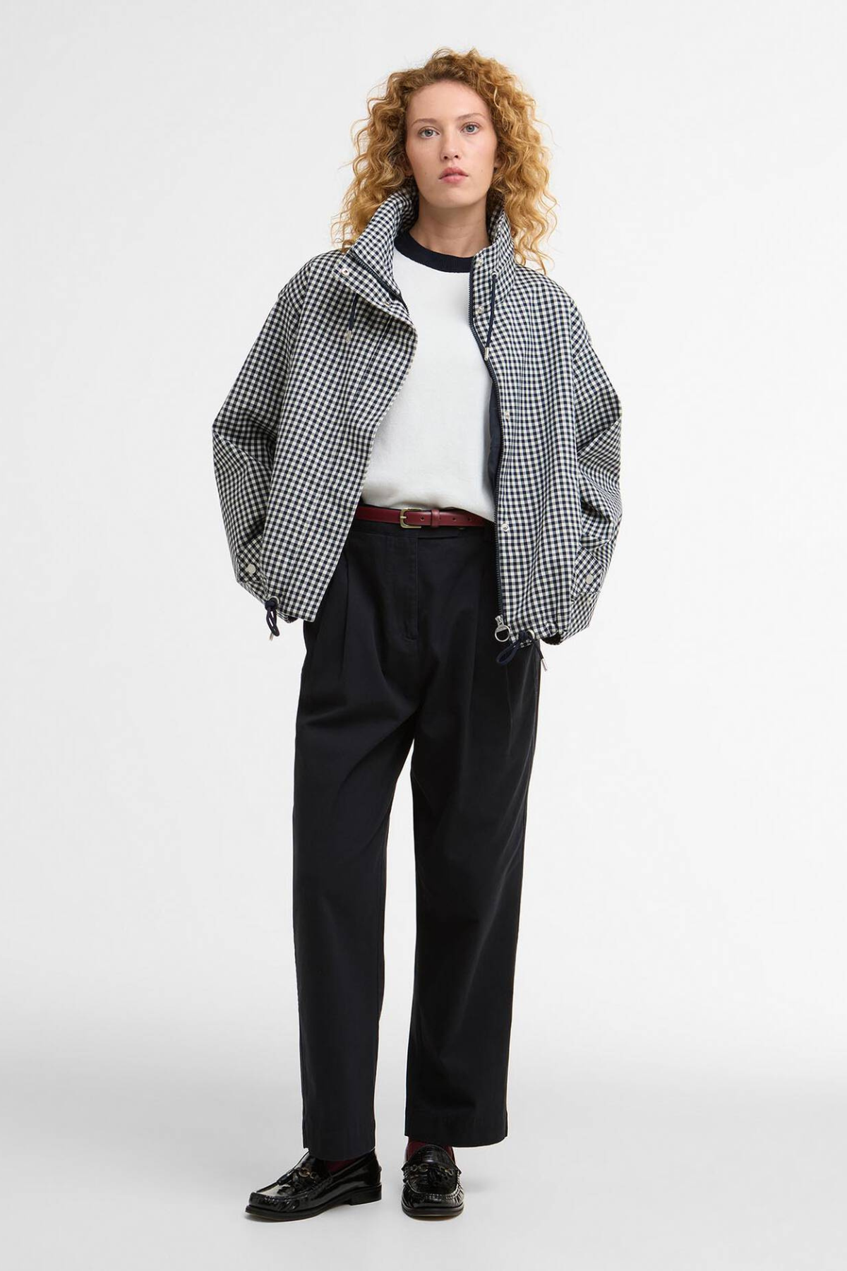BRONWYN CHECK SHOWERPROOF JACKET NAVY GINGHAM