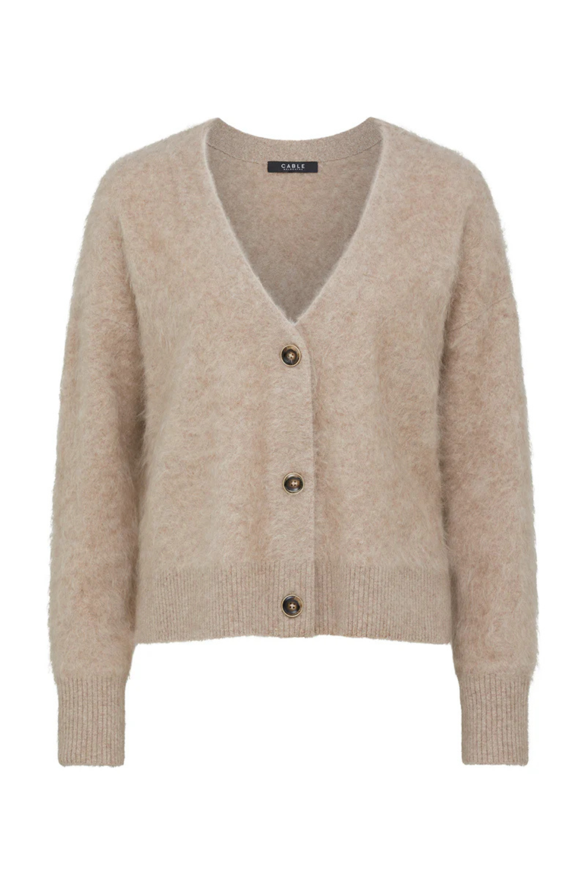 BRUSHED CASHWOOL V CARDIGAN MINK