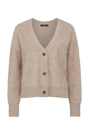 BRUSHED CASHWOOL V CARDIGAN MINK