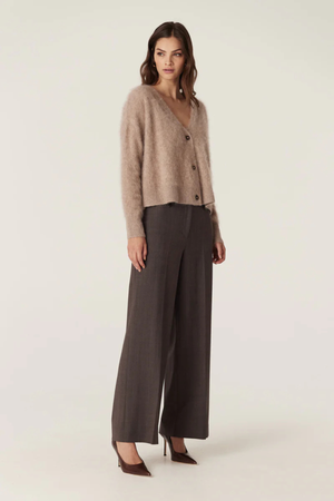 BRUSHED CASHWOOL V CARDIGAN MINK